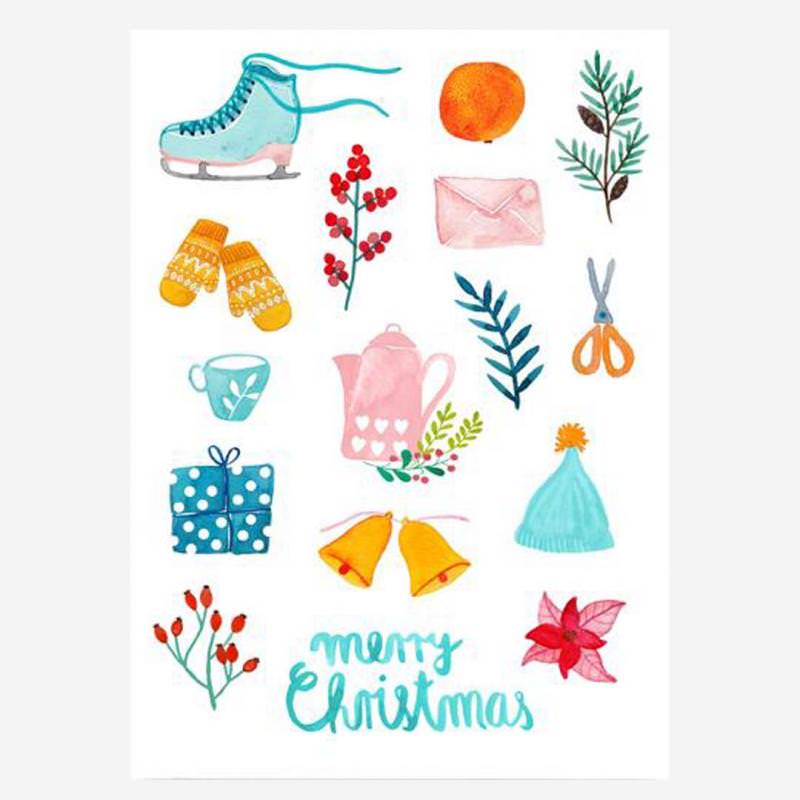 Postkarte „Merry Christmas“ von Frau Ottilie