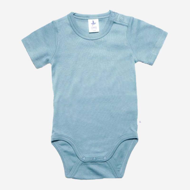 Baby Body kurzarm von Leela Cotton aus Bio-Baumwolle in taubenblau