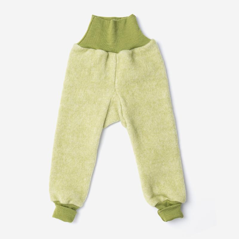 Baby Hose von Cosilana aus Wolle/Baumwolle-Fleece in lindgrün melange