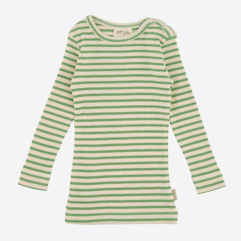 Baby und Kinder Langarm Shirt von Petit Piao aus Bio-Baumwolle/Modal in Ringel green jade/cream