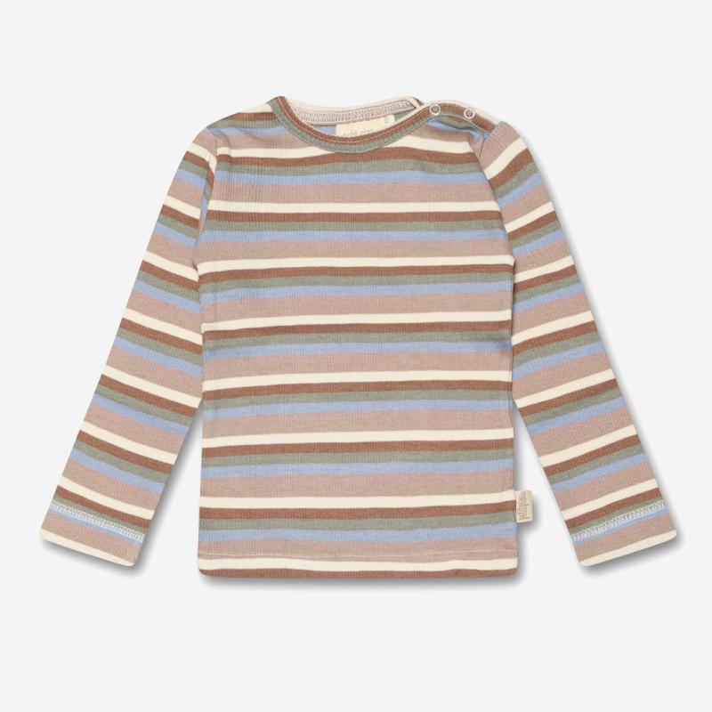Baby und Kinder Langarm Shirt von Petit Piao aus Bio-Baumwolle/Modal in multi stripe Simply Taupe