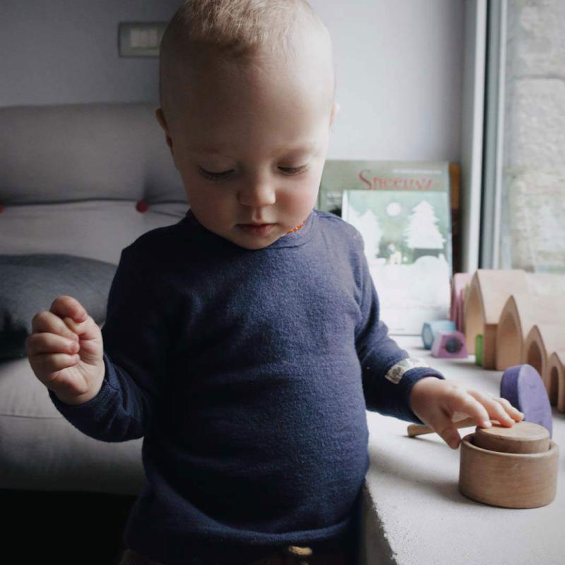 Baby Shirt von Lilano aus Wolle/Seide in marineblau