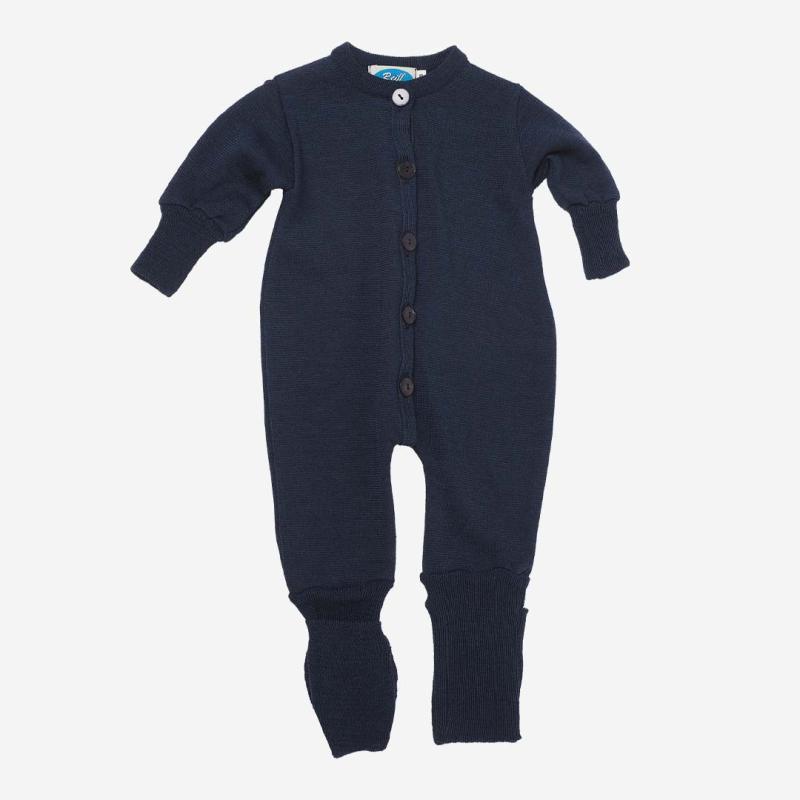 Baby Overall Schlafanzug von Reiff aus Wolle/Seide-Frottee in marineblau