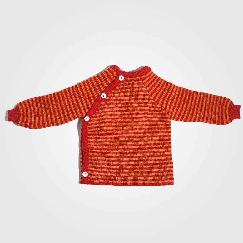 Baby Schlüttli von Reiff aus Wolle in orange/rot Ringel