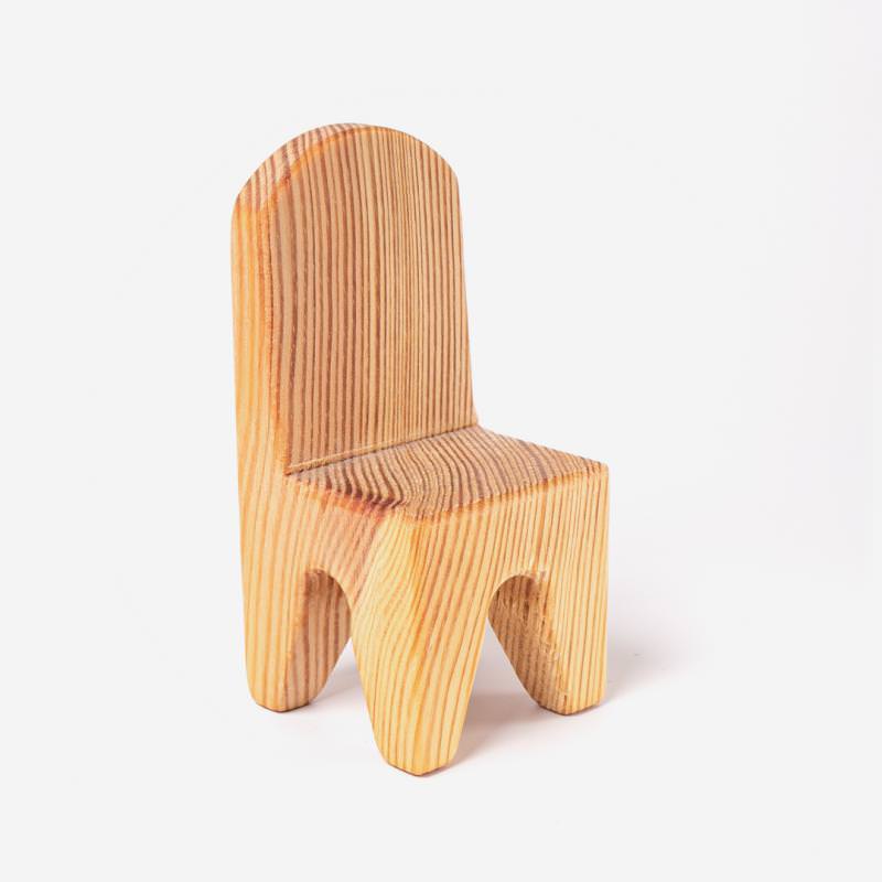 Puppenstuben Stuhl von Debresk aus Holz natur
