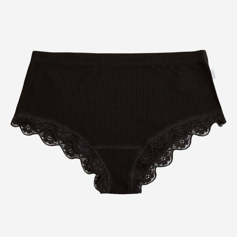 Damen Unterhose von Joha aus Wolle/Seide in schwarz