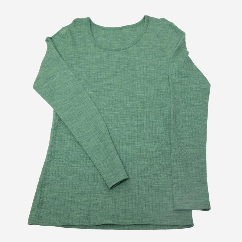 Damen Shirt von Joha aus Merinowolle in grün melange
