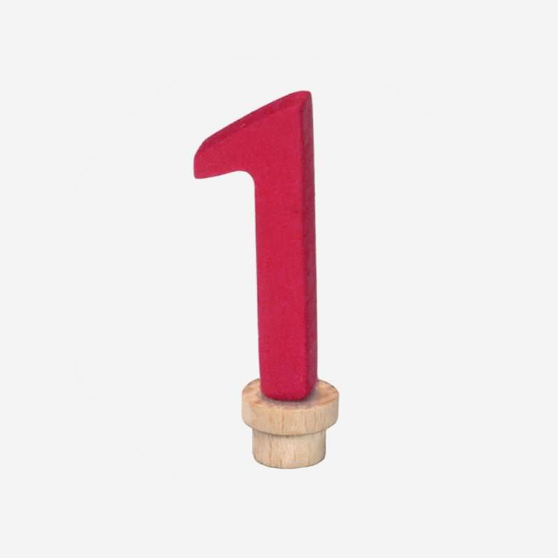 Zahlenstecker „1“ aus Holz für die Geburtstagswelle von Glückskäfer