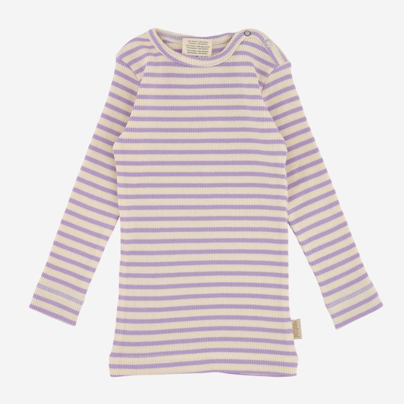 Baby und Kinder Langarm Shirt von Petit Piao aus Bio-Baumwolle/Modal in Ringel lavender/cream