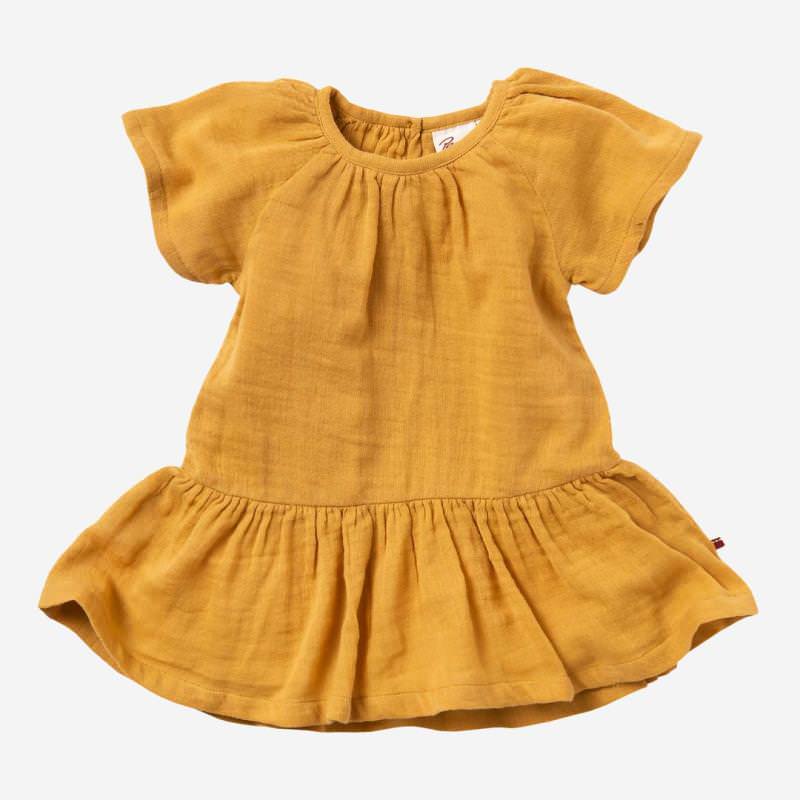 Baby Musselin Kleid von People Wear Organic aus Bio-Baumwolle in gelb