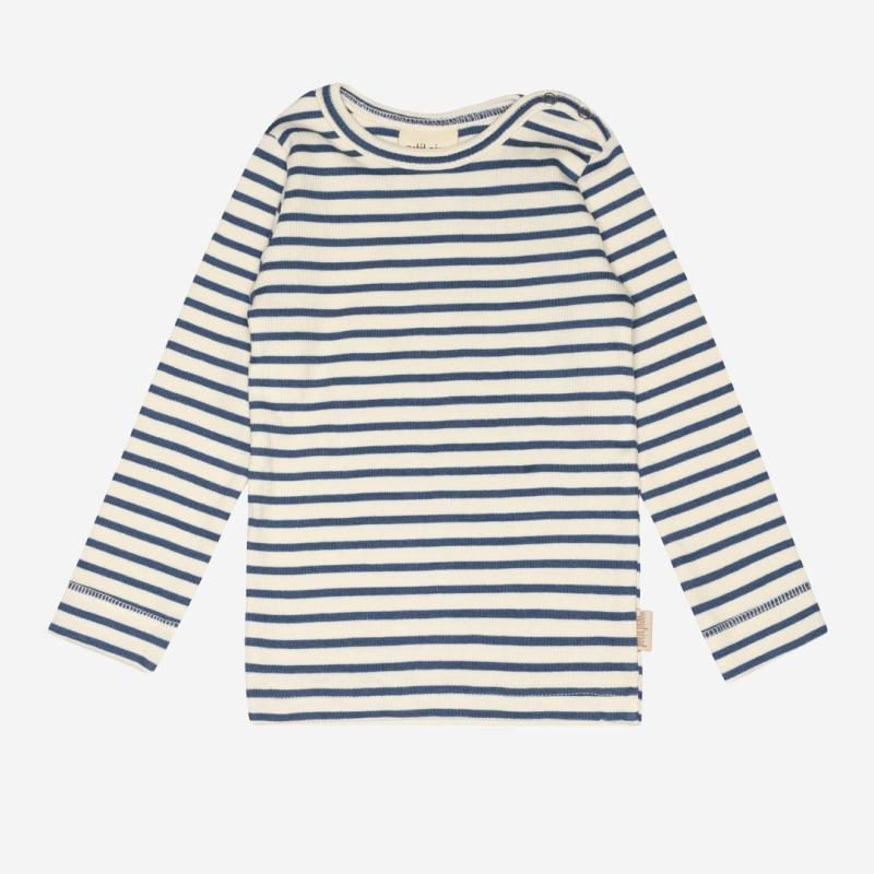 Baby und Kinder Langarm Shirt von Petit Piao aus Bio-Baumwolle/Modal in Ringel moonlight blue