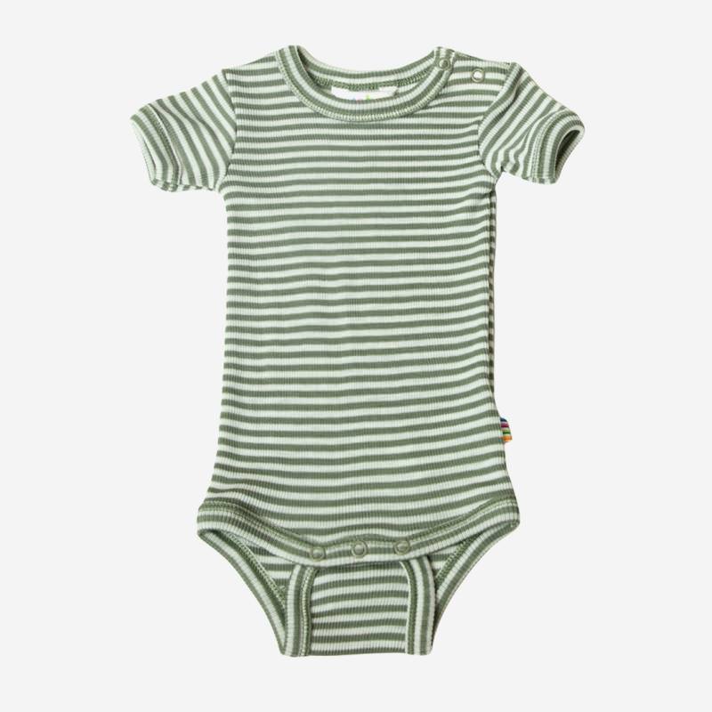 Baby Body kurzarm von Joha aus Bio-Baumwolle in Ringel grün-weiß