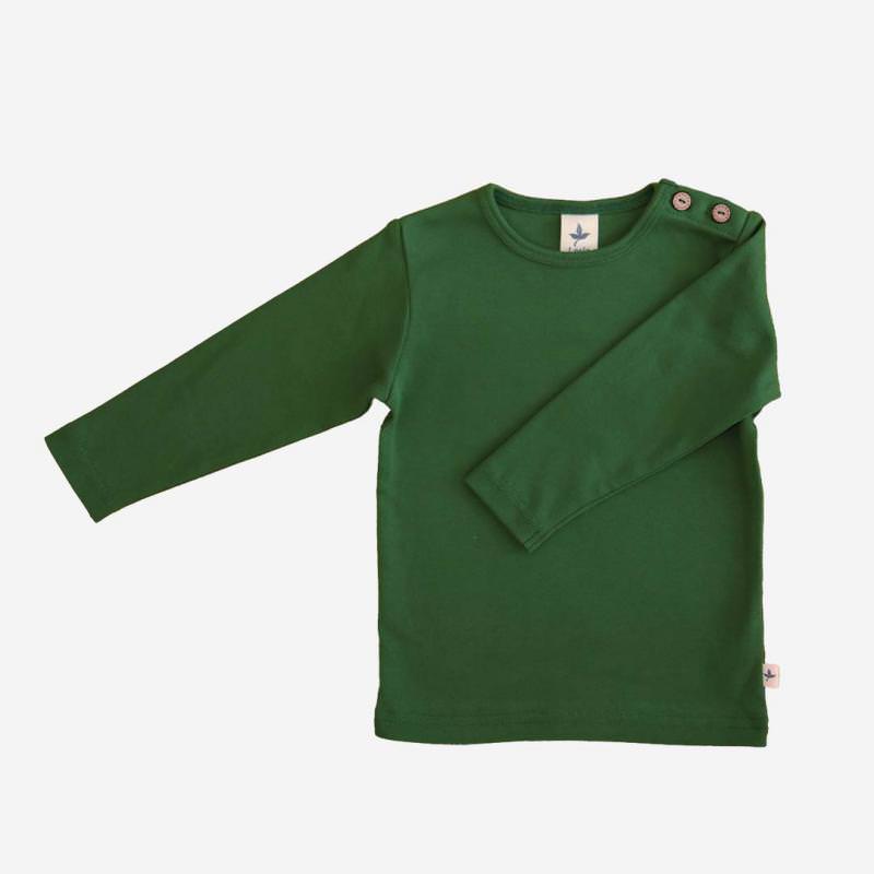Kinder Shirt von Leela Cotton aus Bio-Baumwolle in dunkelgrün