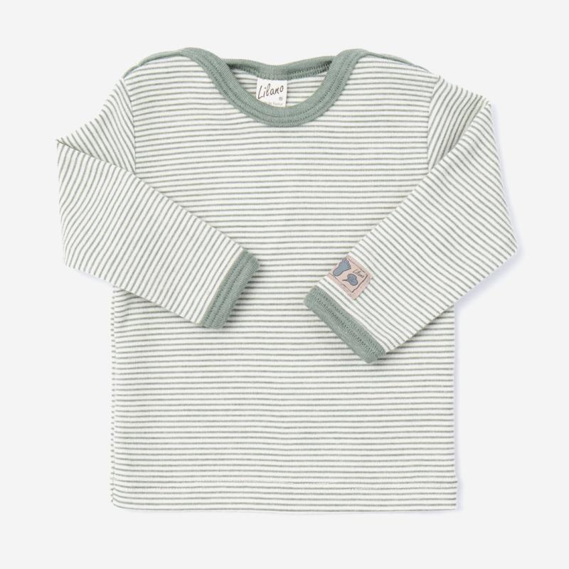 Baby Shirt von Lilano aus Wolle/Seide in Ringel sage green