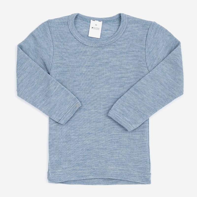 Langarm Shirt Wolle/Seide von Hocosa in jeansblau