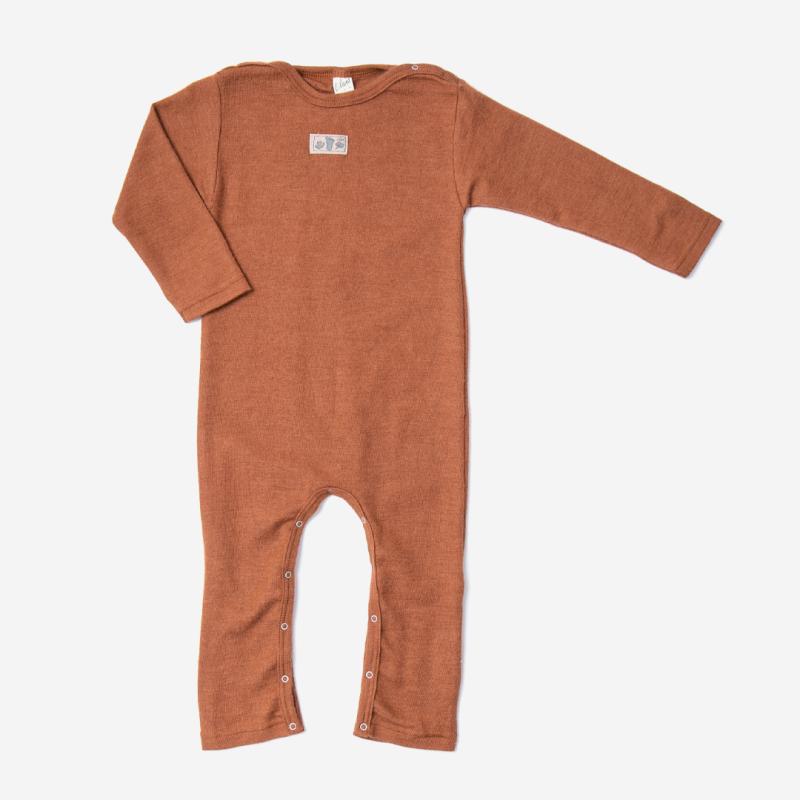 Baby Anzug mit Beinumschlag von Lilano aus Wolle/Seide in rust