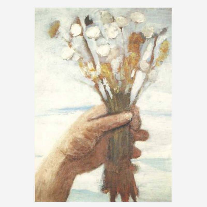 Postkarte Hand mit Blumenstrauß