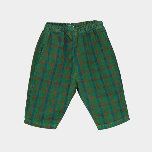 Baby Cord Hose Bio-Baumwolle green plaid