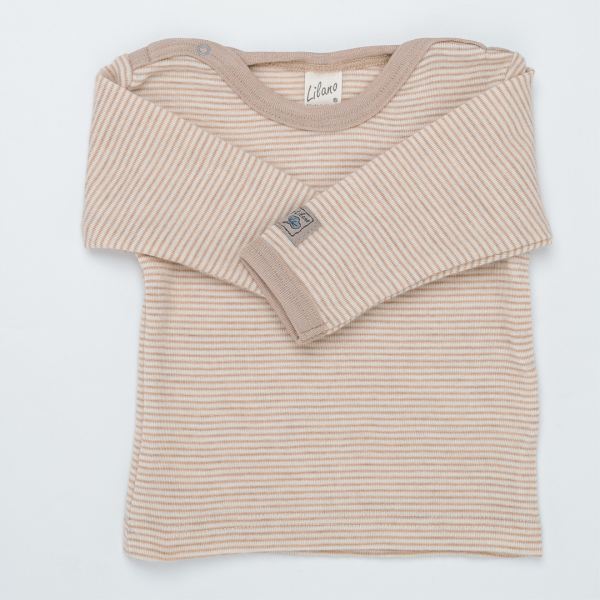 Baby Shirt Wolle/Seide Ringel sand 104