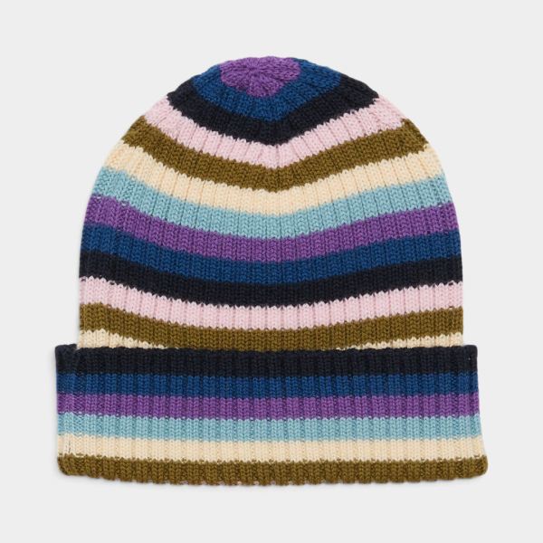 Rib Beanie Merinowolle multi stripe
