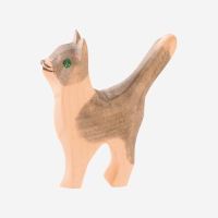 Holzfigur Katze klein Kopf hoch von Ostheimer