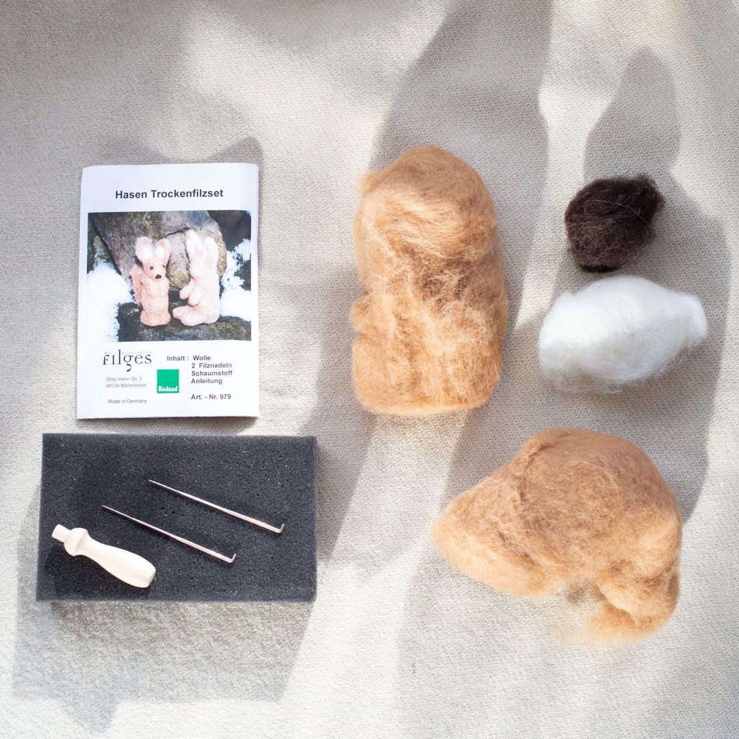Hasen Bastelpackung Trockenfilzset von Filges in braun | Lila Lämmchen ...