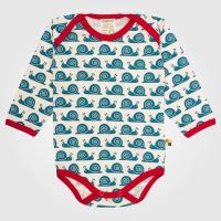 Baby Body langarm von Loud and Proud aus Bio-Baumwolle mit Schnecken-Print 2