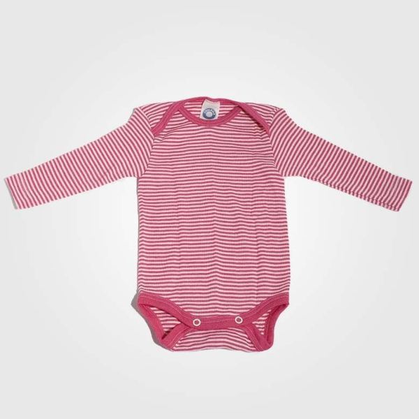 Baby Body von Cosilana aus Wolle/Seide in pink Ringel