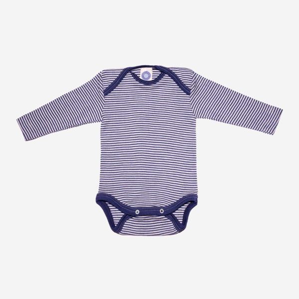 Baby Body von Cosilana aus Wolle/Seide in marine Ringel