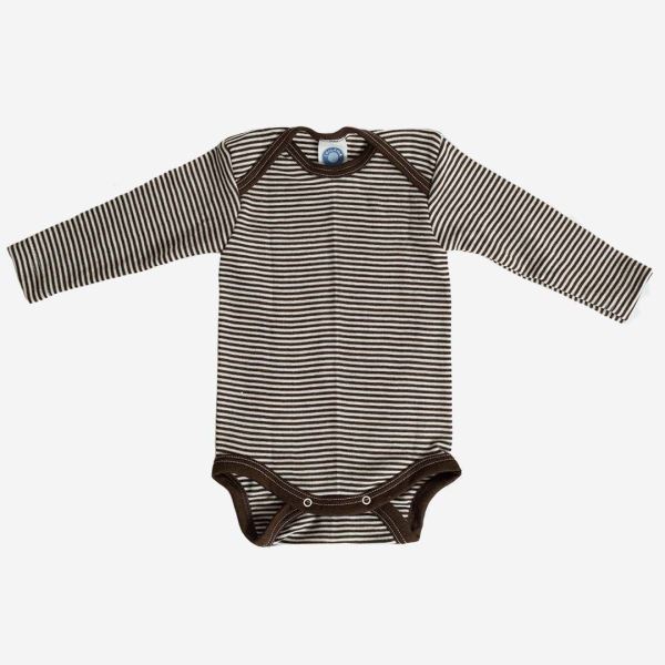 Baby Body von Cosilana aus Wolle/Seide in braun Ringel