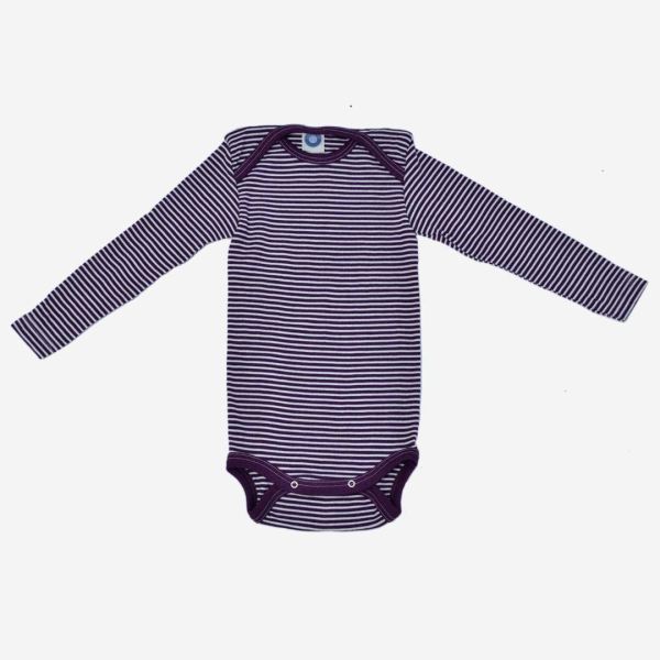 Baby Body von Cosilana aus Wolle/Seide in pflaume Ringel