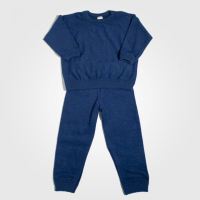 Kinder Schlafanzug 2-teilig von Cosilana aus Wollfrottee in marineblau