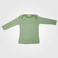 Baby Schlupfhemd von Cosilana aus Wolle/Seide grün geringelt