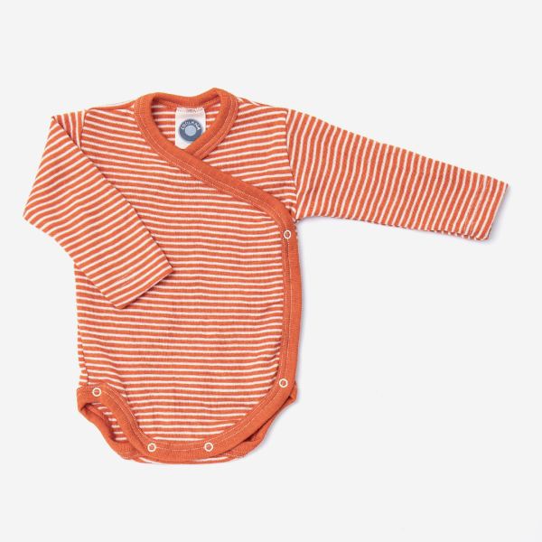 Wickelbody Ringel Wolle/Seide orange Ringel 62/68