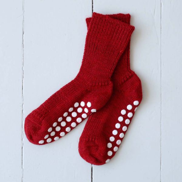 Baby und Kinder Stoppersocke von Hirsch aus Wolle in mohnmeliert