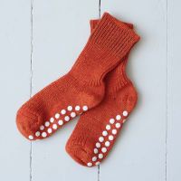 Baby und Kinder Stoppersocke von Hirsch aus Wolle in oramge