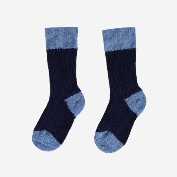 Kinder Socke Wolle marine/skyblue 23–24