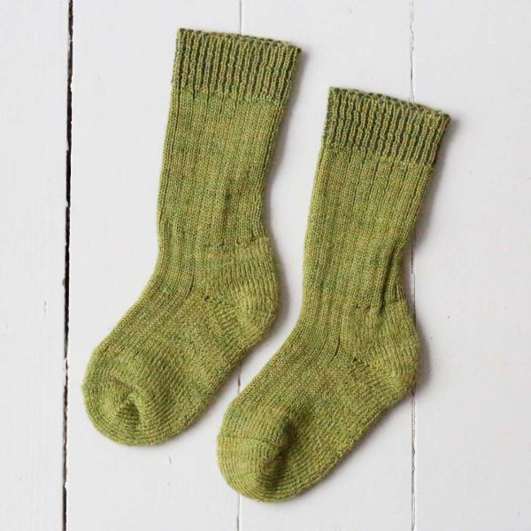Kinder Socke mit Plüschsohle von Hirsch aus Wolle in grün