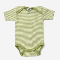 Baby Body kurzarm von Cosilana aus Wolle/Seide grün Ringel 2