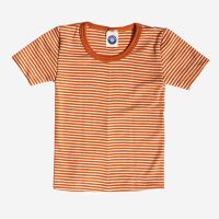 Unterhemd kurzarm Ringel Wolle/Seide orange Ringel 92