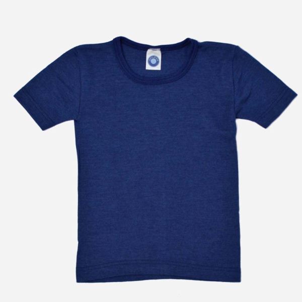 Hemd Kurzarm Uni von Cosilana aus Wolle/Seide marine blau