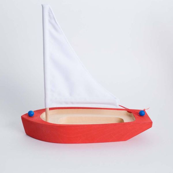 Segelschiff Holz rot