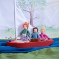 Segelschiff Holz rot