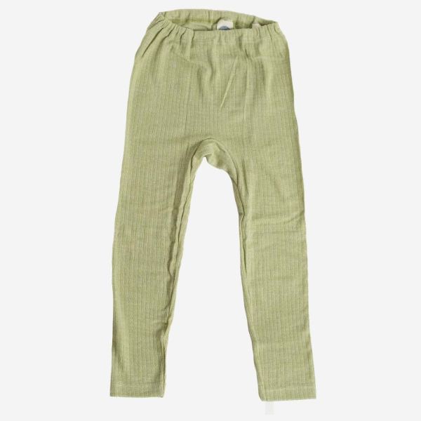 Lange Unterhose Leggings Baumwolle/Wolle/Seide hell grün lindgrün melange