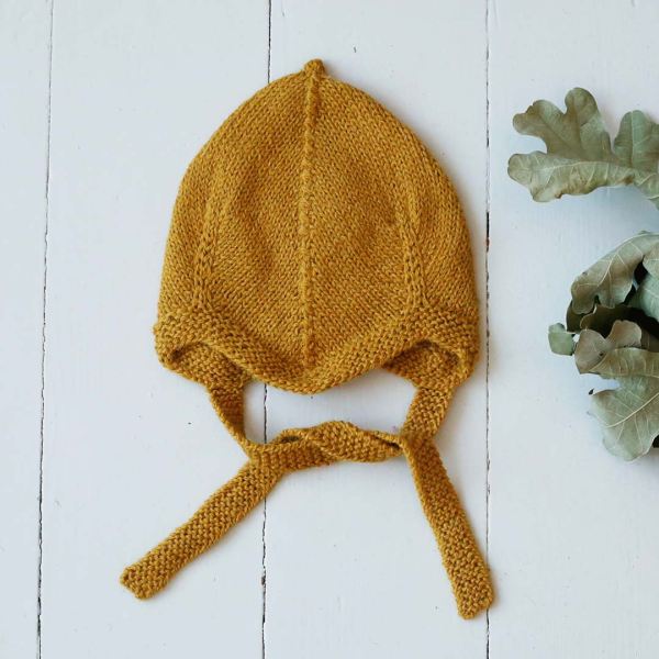 Babymütze Pilot Cap von My Alpaca aus Alpakawolle in mustard
