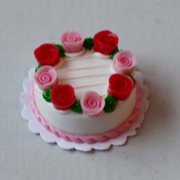Puppenhaus Torte Rosen