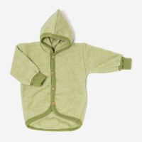 Jacke Wolle/Baumwolle-Fleece lindgrün melange 98/104