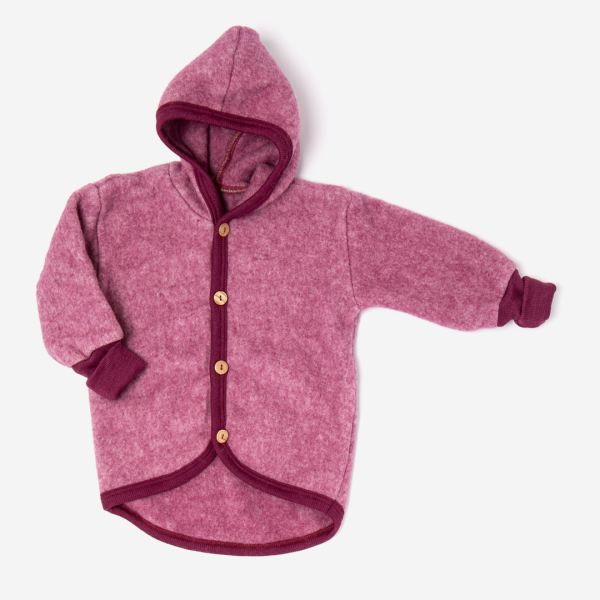 Jacke Wolle/Baumwolle-Fleece beere melange 74/80