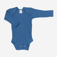 Baby Body von Hocosa aus Wolle/Seide in blau gerippt