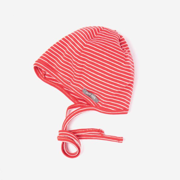 Häubchen Baumwolle Ringel rot 45